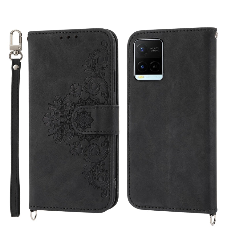 Custodia per telefono in pelle con portafoglio in rilievo con fiori al tatto, For vivo V25 5G, For vivo V21 2021