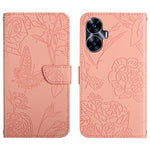 HT03 Cassa del telefono di cuoio di vibrazione impressa farfalla di sensibilità della pelle, For Realme C55, For Xiaomi Redmi Note 12 4G Global, For Honor X9a 5G / Magic5 Lite, For Honor X5 4G