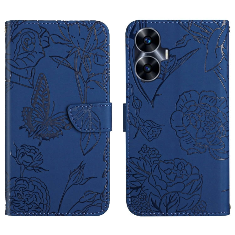 HT03 Cassa del telefono di cuoio di vibrazione impressa farfalla di sensibilità della pelle, For Realme C55, For Xiaomi Redmi Note 12 4G Global, For Honor X9a 5G / Magic5 Lite, For Honor X5 4G
