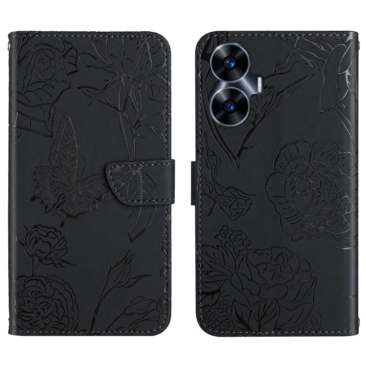 HT03 Cassa del telefono di cuoio di vibrazione impressa farfalla di sensibilità della pelle, For Realme C55, For Xiaomi Redmi Note 12 4G Global, For Honor X9a 5G / Magic5 Lite, For Honor X5 4G