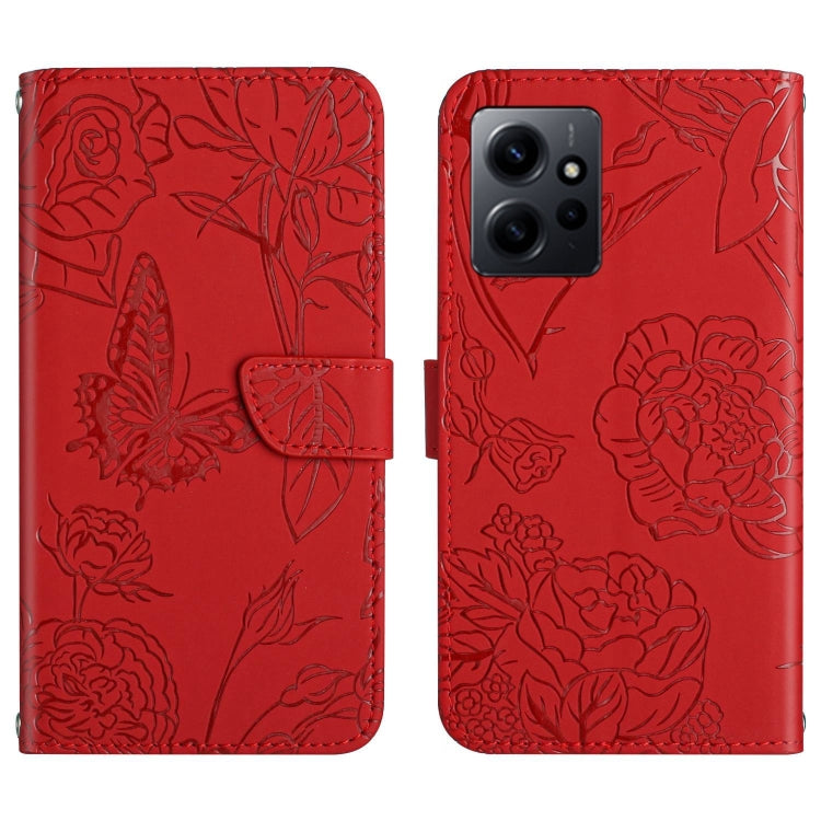 HT03 Cassa del telefono di cuoio di vibrazione impressa farfalla di sensibilità della pelle, For Realme C55, For Xiaomi Redmi Note 12 4G Global, For Honor X9a 5G / Magic5 Lite, For Honor X5 4G