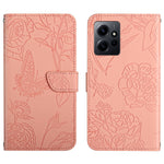 HT03 Cassa del telefono di cuoio di vibrazione impressa farfalla di sensibilità della pelle, For Realme C55, For Xiaomi Redmi Note 12 4G Global, For Honor X9a 5G / Magic5 Lite, For Honor X5 4G