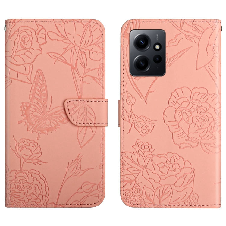 HT03 Cassa del telefono di cuoio di vibrazione impressa farfalla di sensibilità della pelle, For Realme C55, For Xiaomi Redmi Note 12 4G Global, For Honor X9a 5G / Magic5 Lite, For Honor X5 4G