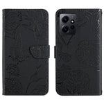 HT03 Cassa del telefono di cuoio di vibrazione impressa farfalla di sensibilità della pelle, For Realme C55, For Xiaomi Redmi Note 12 4G Global, For Honor X9a 5G / Magic5 Lite, For Honor X5 4G