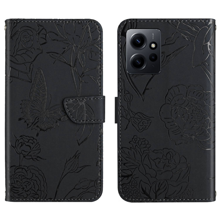 HT03 Cassa del telefono di cuoio di vibrazione impressa farfalla di sensibilità della pelle, For Realme C55, For Xiaomi Redmi Note 12 4G Global, For Honor X9a 5G / Magic5 Lite, For Honor X5 4G