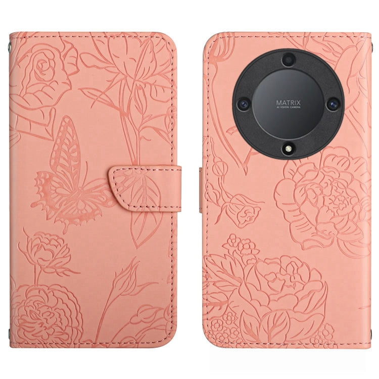 HT03 Cassa del telefono di cuoio di vibrazione impressa farfalla di sensibilità della pelle, For Realme C55, For Xiaomi Redmi Note 12 4G Global, For Honor X9a 5G / Magic5 Lite, For Honor X5 4G