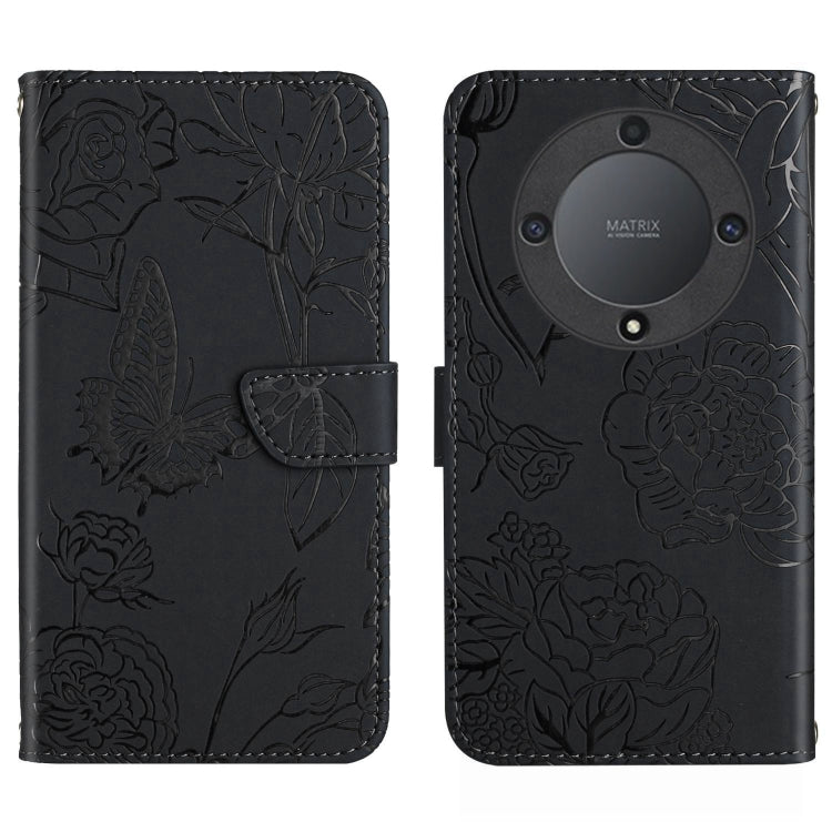 HT03 Cassa del telefono di cuoio di vibrazione impressa farfalla di sensibilità della pelle, For Realme C55, For Xiaomi Redmi Note 12 4G Global, For Honor X9a 5G / Magic5 Lite, For Honor X5 4G