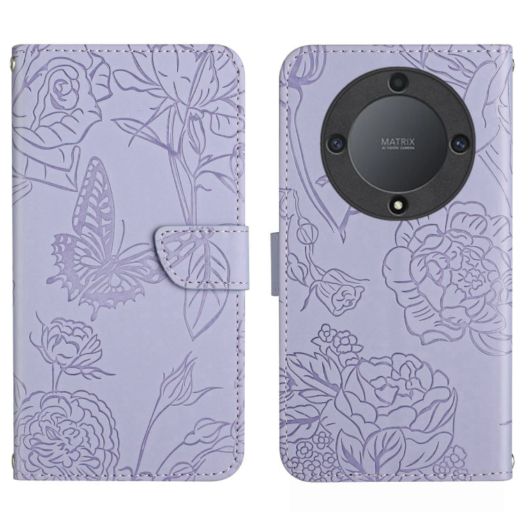 HT03 Cassa del telefono di cuoio di vibrazione impressa farfalla di sensibilità della pelle, For Realme C55, For Xiaomi Redmi Note 12 4G Global, For Honor X9a 5G / Magic5 Lite, For Honor X5 4G
