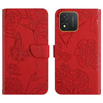 HT03 Cassa del telefono di cuoio di vibrazione impressa farfalla di sensibilità della pelle, For Realme C55, For Xiaomi Redmi Note 12 4G Global, For Honor X9a 5G / Magic5 Lite, For Honor X5 4G