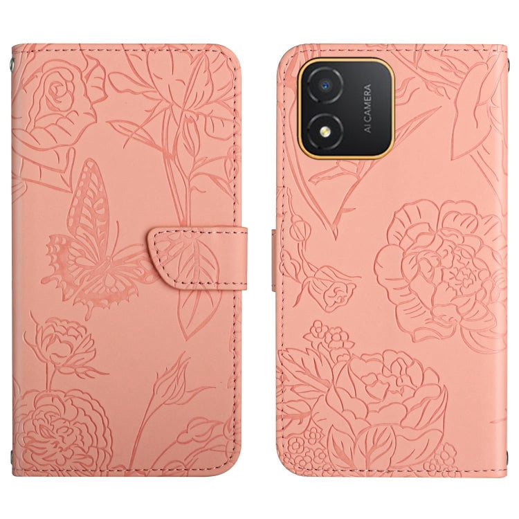HT03 Cassa del telefono di cuoio di vibrazione impressa farfalla di sensibilità della pelle, For Realme C55, For Xiaomi Redmi Note 12 4G Global, For Honor X9a 5G / Magic5 Lite, For Honor X5 4G