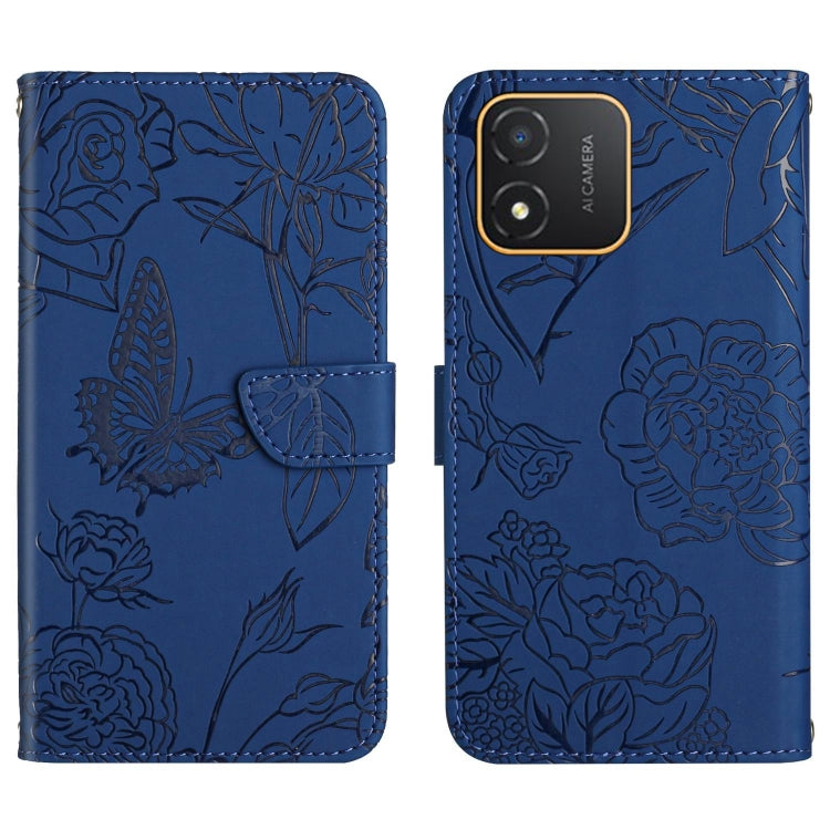 HT03 Cassa del telefono di cuoio di vibrazione impressa farfalla di sensibilità della pelle, For Realme C55, For Xiaomi Redmi Note 12 4G Global, For Honor X9a 5G / Magic5 Lite, For Honor X5 4G