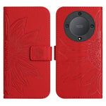 Skin Feel Custodia per telefono in pelle con flip in rilievo Sun Flower con cordino, For Honor X9a 5G / Magic5 Lite, For Honor X5 4G