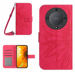 Skin Feel Custodia per telefono in pelle con flip in rilievo Sun Flower con cordino, For Honor X9a 5G / Magic5 Lite, For Honor X5 4G