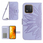 Skin Feel Custodia per telefono in pelle con flip in rilievo Sun Flower con cordino, For Honor X9a 5G / Magic5 Lite, For Honor X5 4G