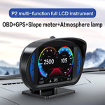 P2 3 pollici multifunzione HD OBD LCD strumento GPS misuratore di pendenza per auto HUD Head-up Display, P2