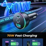 Caricabatteria per auto JOYROOM JR-CL26 70W 3 porte USB+USB-C / Tipo-C, JR-CL26