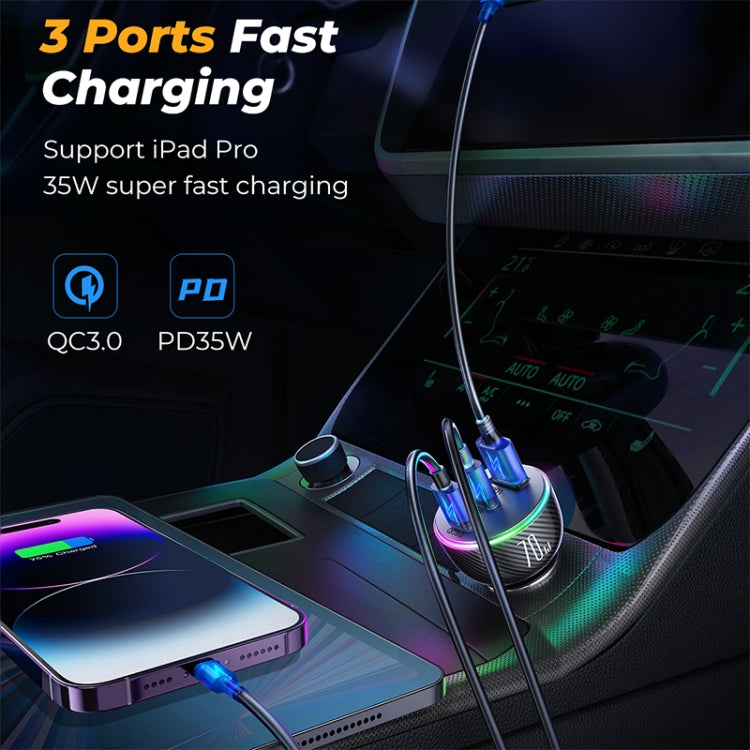 Caricabatteria per auto JOYROOM JR-CL26 70W 3 porte USB+USB-C / Tipo-C, JR-CL26