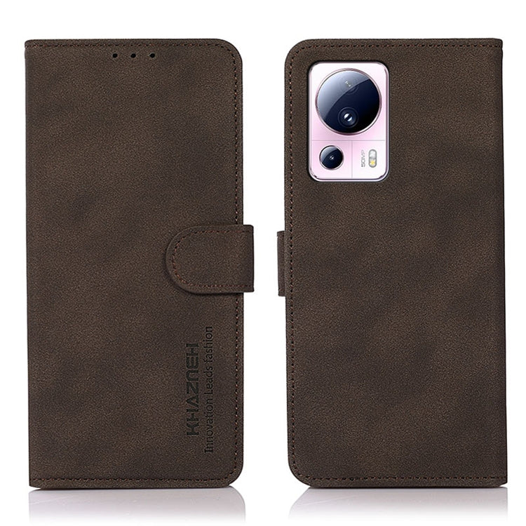 KHAZNEH Custodia per telefono in pelle con trama opaca, For Xiaomi 13 Lite / Civi 2