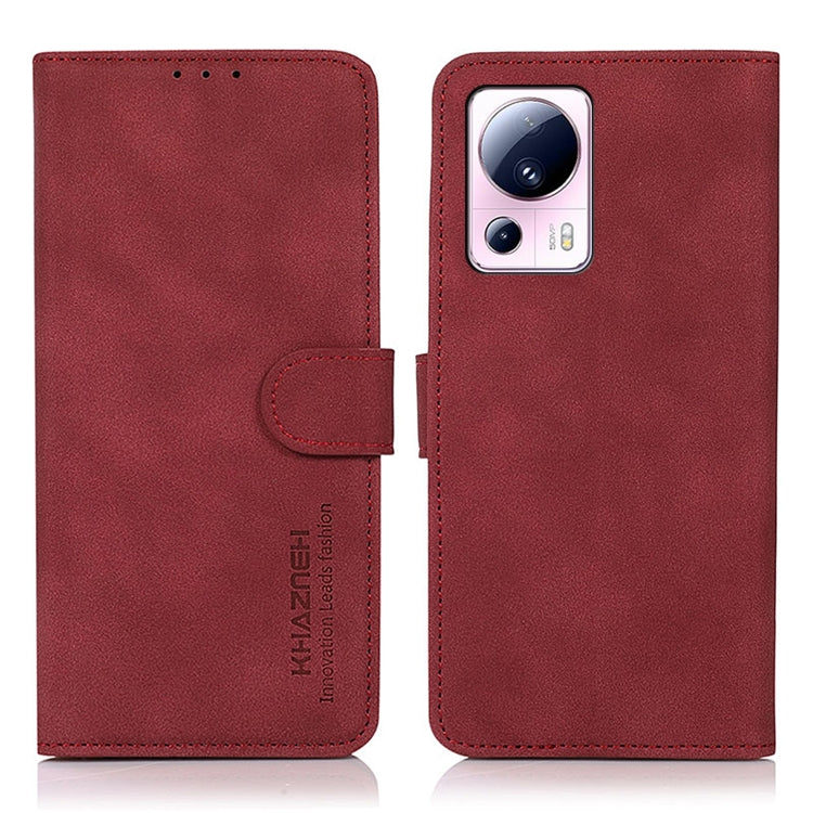 KHAZNEH Custodia per telefono in pelle con trama opaca, For Xiaomi 13 Lite / Civi 2