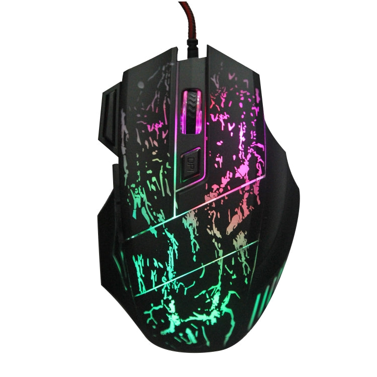 HXSJ A874 Mouse da gioco cablato luminoso colorato a 7 tasti con acqua corrente, A874