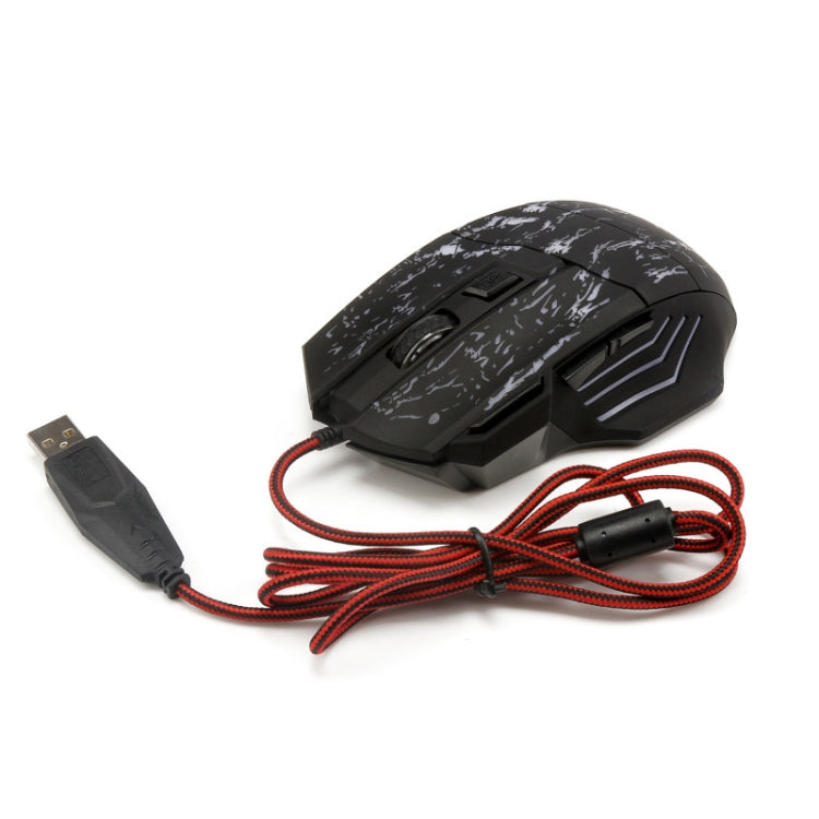HXSJ A874 Mouse da gioco cablato luminoso colorato a 7 tasti con acqua corrente, A874