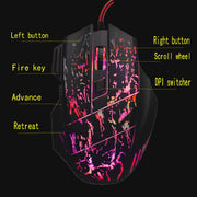 HXSJ A874 Mouse da gioco cablato luminoso colorato a 7 tasti con acqua corrente, A874