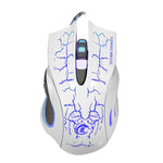 HXSJ A888B Mouse da gioco cablato con illuminazione colorata crepitio a 6 tasti, A888B Black, A888B White
