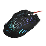 HXSJ A888B Mouse da gioco cablato con illuminazione colorata crepitio a 6 tasti, A888B Black, A888B White