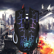 HXSJ A888B Mouse da gioco cablato con illuminazione colorata crepitio a 6 tasti, A888B Black, A888B White