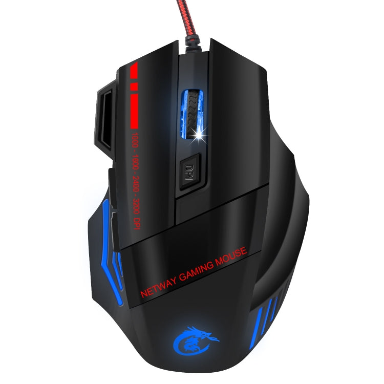 HXSJ A907 Mouse da gioco cablato 7D luminoso colorato a 7 tasti, A907 Black, A907 Red