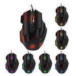 HXSJ A907 Mouse da gioco cablato 7D luminoso colorato a 7 tasti, A907 Black, A907 Red