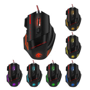 HXSJ A907 Mouse da gioco cablato 7D luminoso colorato a 7 tasti, A907 Black, A907 Red