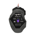 HXSJ A907 Mouse da gioco cablato 7D luminoso colorato a 7 tasti, A907 Black, A907 Red