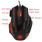 HXSJ A907 Mouse da gioco cablato 7D luminoso colorato a 7 tasti, A907 Black, A907 Red