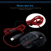 HXSJ A907 Mouse da gioco cablato 7D luminoso colorato a 7 tasti, A907 Black, A907 Red