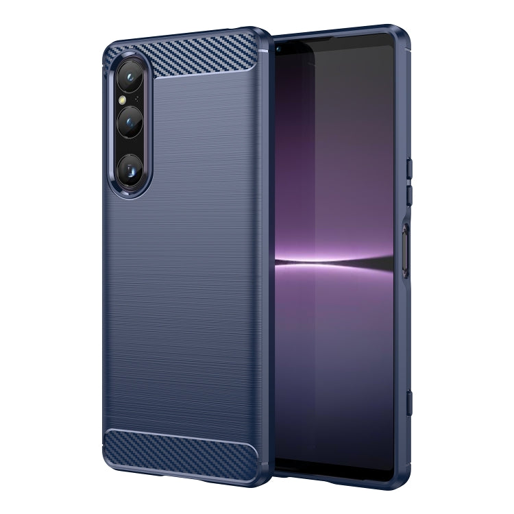Custodia per telefono TPU in fibra di carbonio con trama spazzolata, For Sony Xperia 1 V