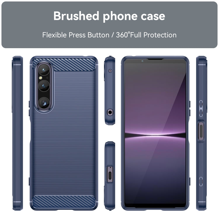 Custodia per telefono TPU in fibra di carbonio con trama spazzolata, For Sony Xperia 1 V