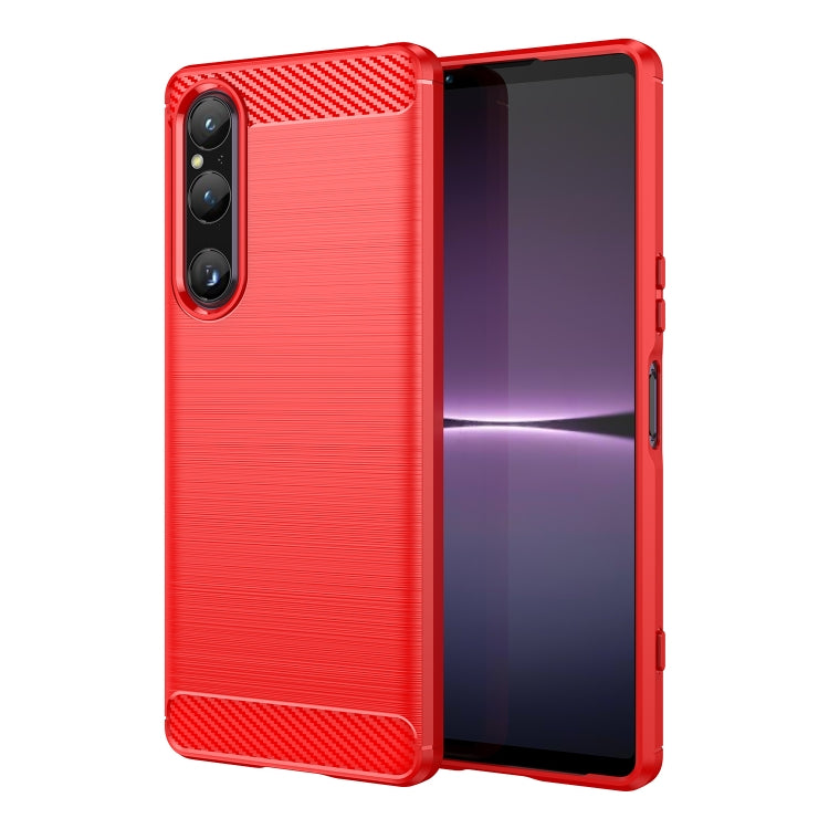 Custodia per telefono TPU in fibra di carbonio con trama spazzolata, For Sony Xperia 1 V