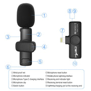 Microfono wireless lavalier 2.4G con riduzione rumore