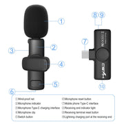 Microfono Lavalier Wireless USB-C 2.4G con Riduzione Rumore