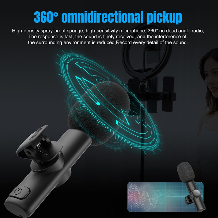 Microfono Lavalier Wireless USB-C 2.4G con Riduzione Rumore