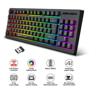 HXSJ L100 Tastiera wireless 2.4G con film retroilluminato RGB a 87 tasti