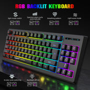 HXSJ L100 Tastiera wireless 2.4G con film retroilluminato RGB a 87 tasti