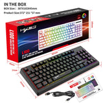 HXSJ L100 Tastiera wireless 2.4G con film retroilluminato RGB a 87 tasti