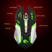 Mouse da gioco cablato luminoso colorato HXSJ S100 a 6 tasti, S100