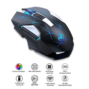 HXSJ T300 7 Tasti 2400DPI 2.4G Mouse wireless luminoso colorato, T300 Black, T300 White