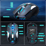 HXSJ T300 7 Tasti 2400DPI 2.4G Mouse wireless luminoso colorato, T300 Black, T300 White