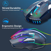 HXSJ T300 7 Tasti 2400DPI 2.4G Mouse wireless luminoso colorato, T300 Black, T300 White