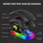 HXSJ X600 Mouse da gioco cablato con programmazione macro luminosa RGB a 6 tasti, X600