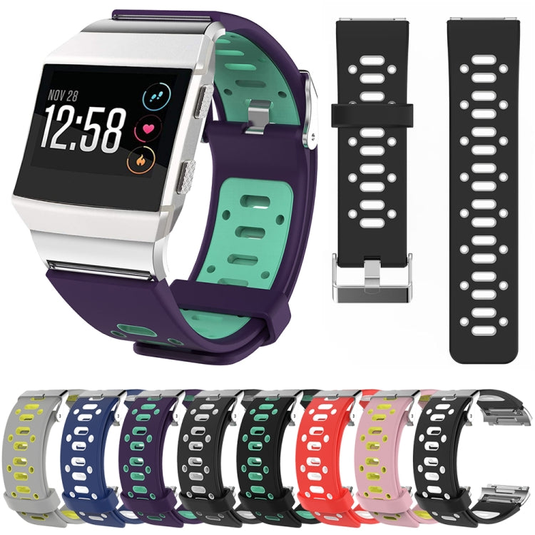 Per cinturino da polso di ricambio in silicone bicolore Fitbit Ionic con fibbia e connettore